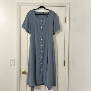 Women’s Plus Size Sweetheart Neck Button Front Belted A-line Dress